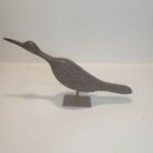 10" Wood Carved Tropical Bird Figurine Dark Brown